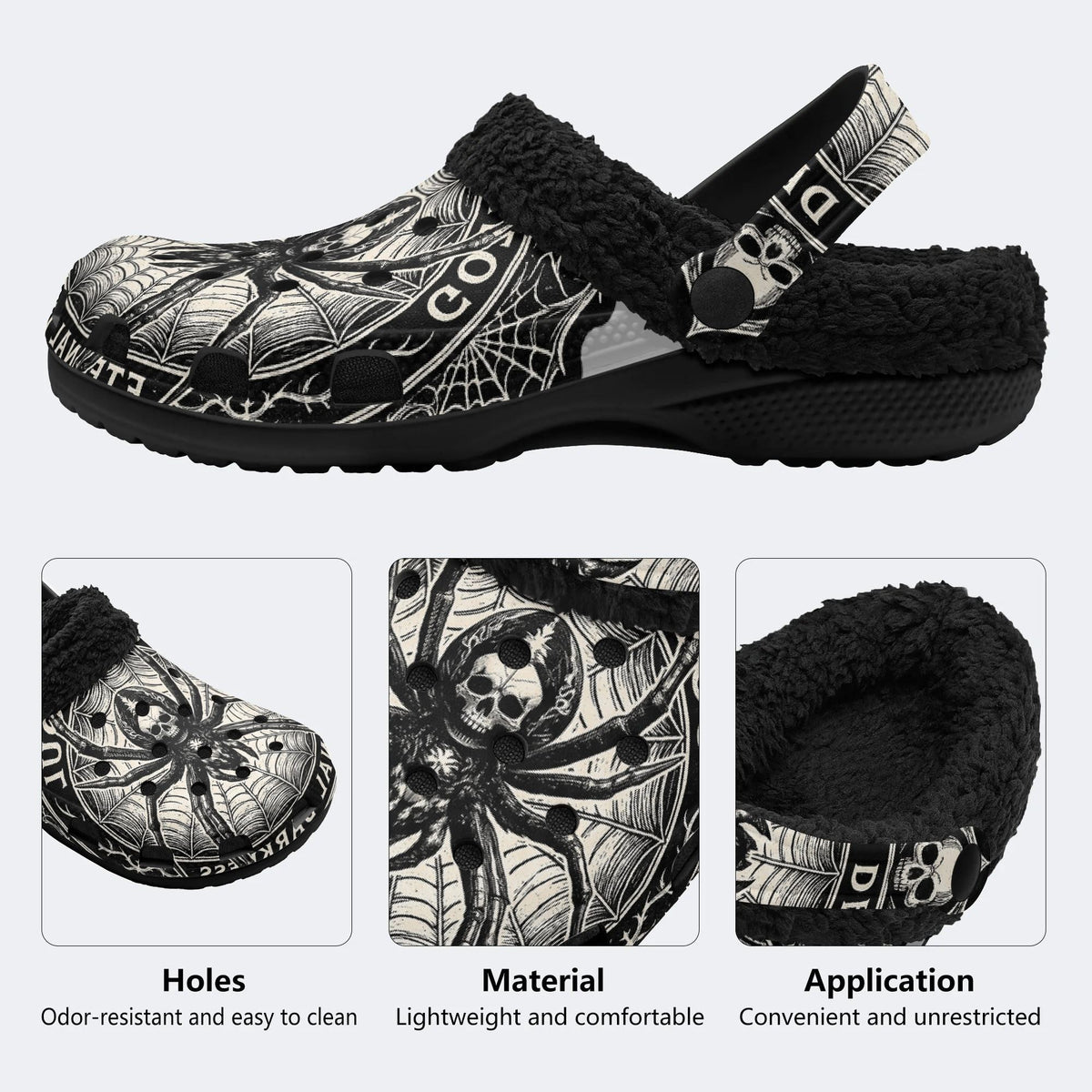 Dark Tarot Spider‑Fur Lined Slippers Sandals