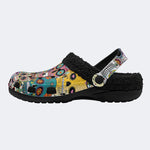 Unisex Skull Graffiti Art Print - Fur Lined Slippers/Sandals