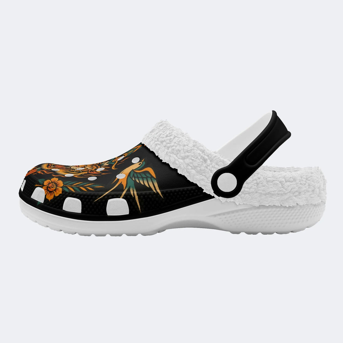 Old School Flame Tiger Print - Fur Lined Slippers/Sandals