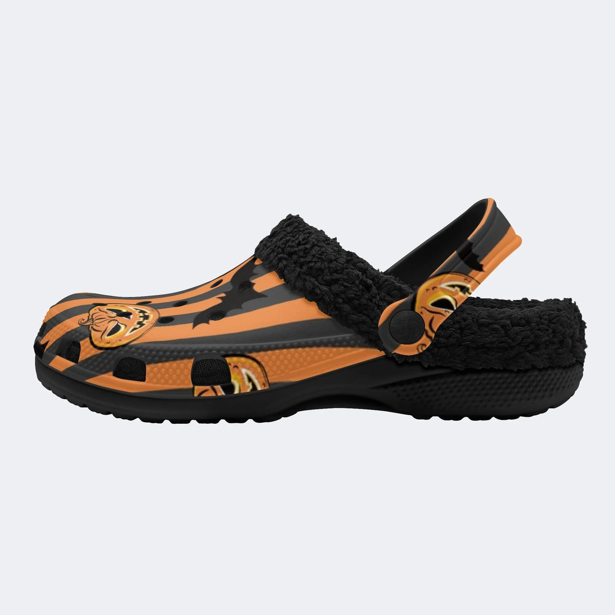 Gothic Halloween Stripes - Fur Lined Slippers/Sandals