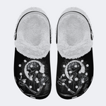 Skull Death Moth Print - Fur Lined Slippers/Sandals