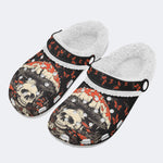 Poisonous Mushrooms&Skull Print - Fur Lined Slippers/Sandals