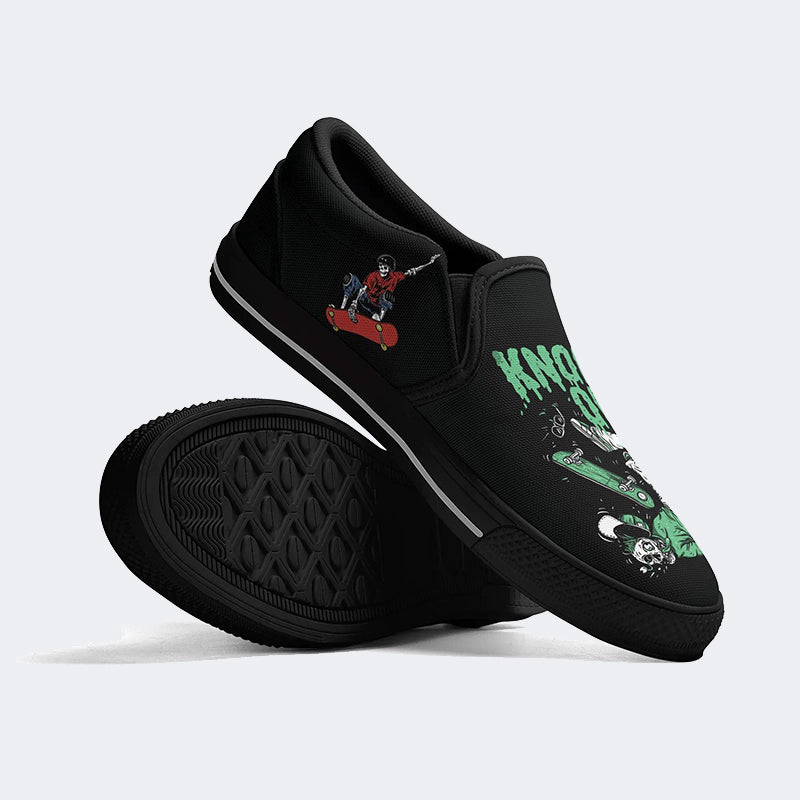 Skull Skateboard - Slip On Shoes