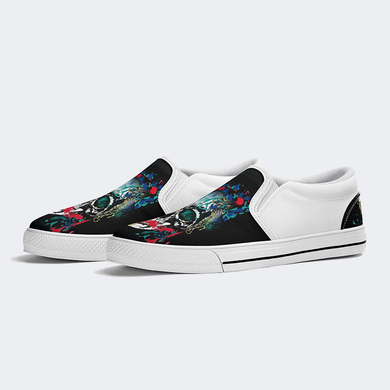 Unisex Skull Graphic Print - Slip On Shoes