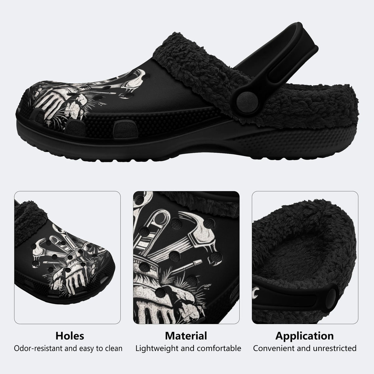 Gothic Mechanic Tool Hands - Fur Lined Slippers/Sandals