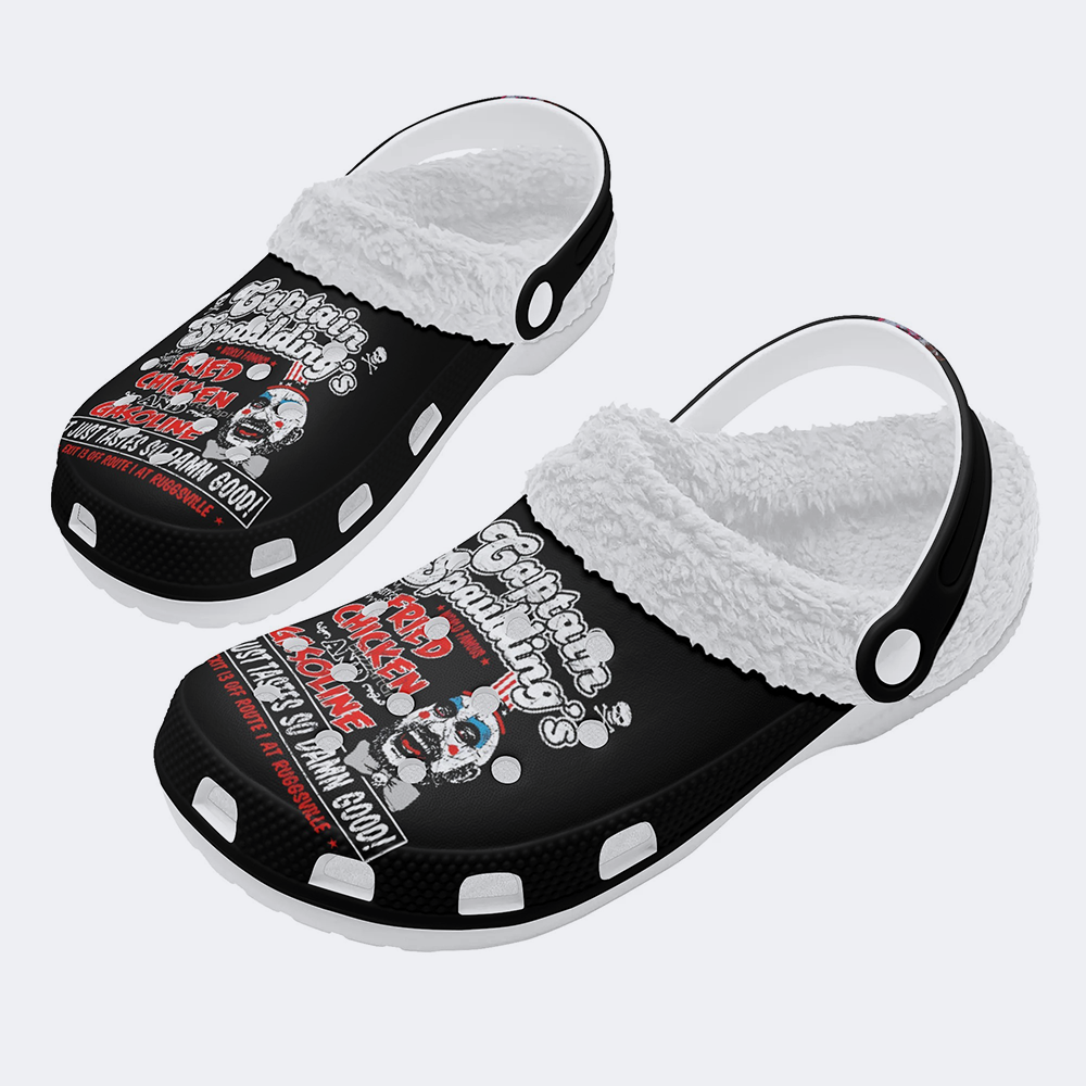 Horror Print - Fur Lined Slippers/Sandals