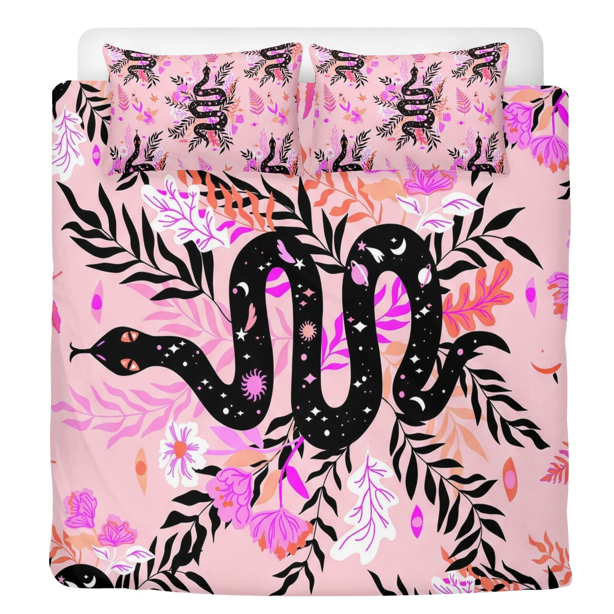 Witchy Botanical Snake - Three Piece Bedding Set