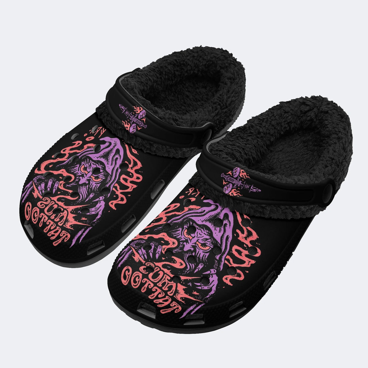 Gothic Grim Reaper Horror - Fur Lined Slippers/Sandals
