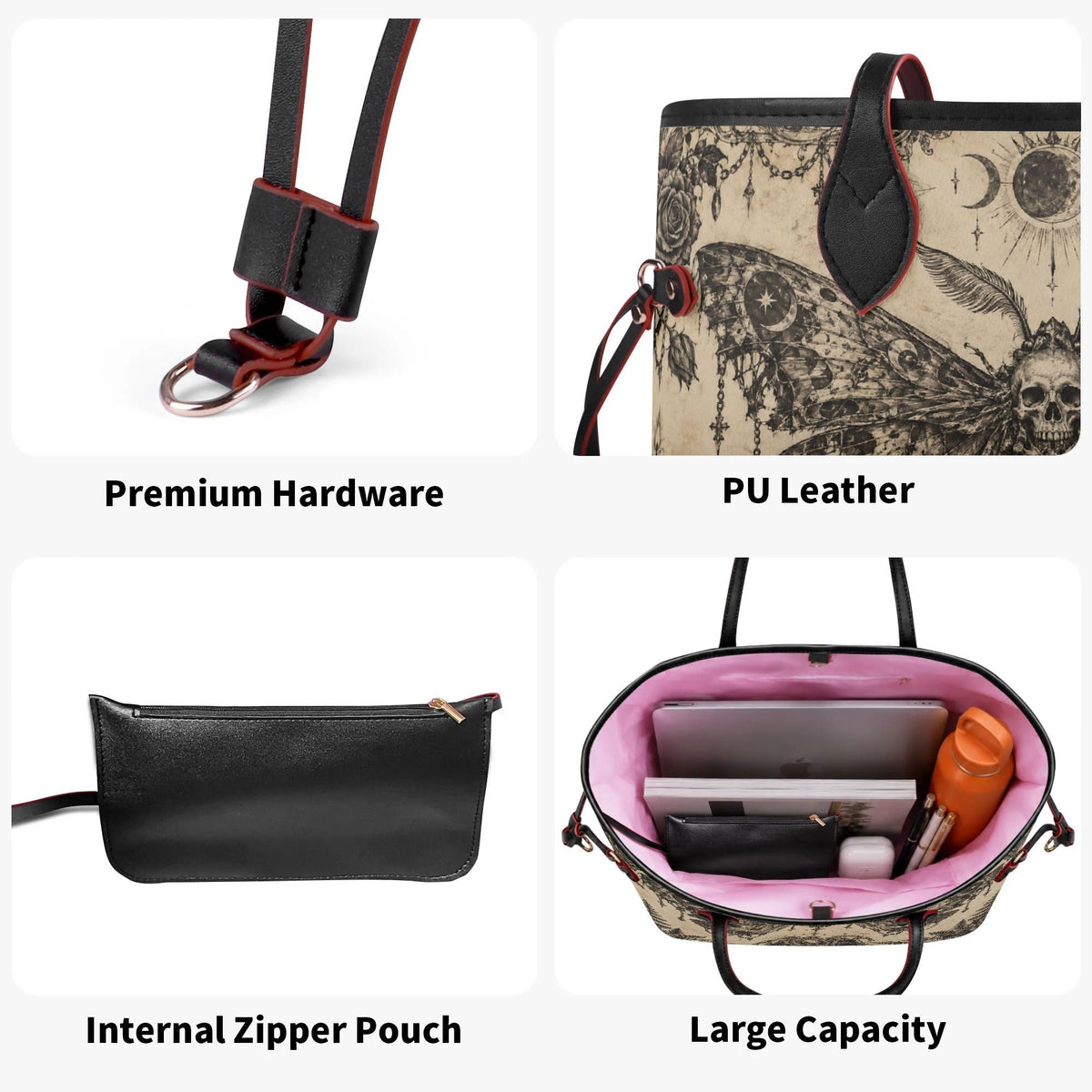 Gothic Death Moth - Large capacity handbag