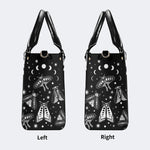 Vintage Dark Moth Print - Leather Handbag