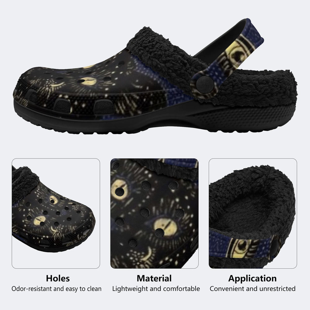 Witchy Night Cat - Fur Lined Slippers/Sandals