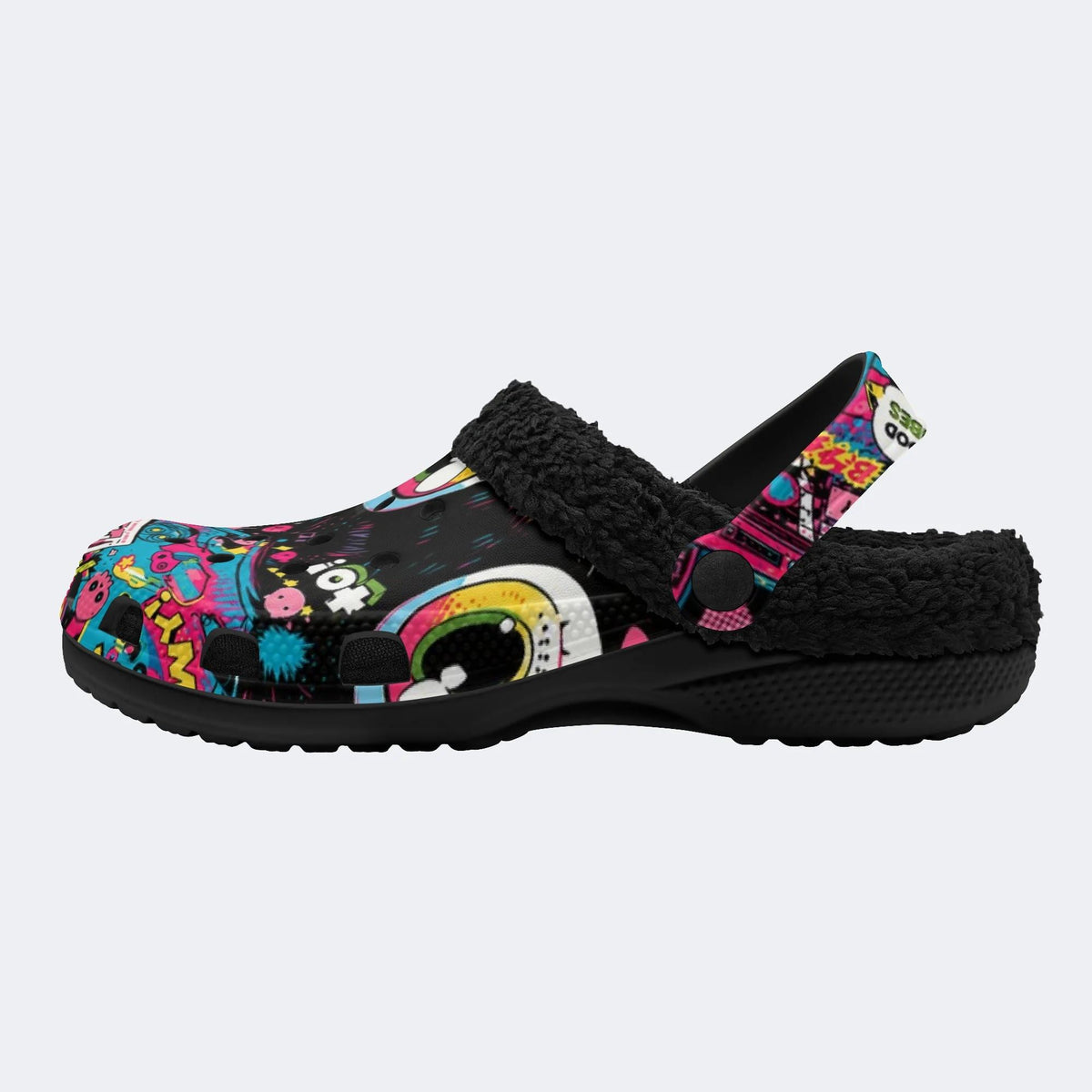 Colorful Pop Cartoon - Fur Lined Slippers/Sandals