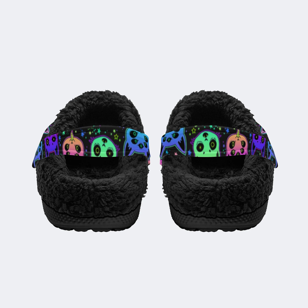 Cute Cartoon Witchcraft Cat Print- Fur Lined Slippers/Sandals