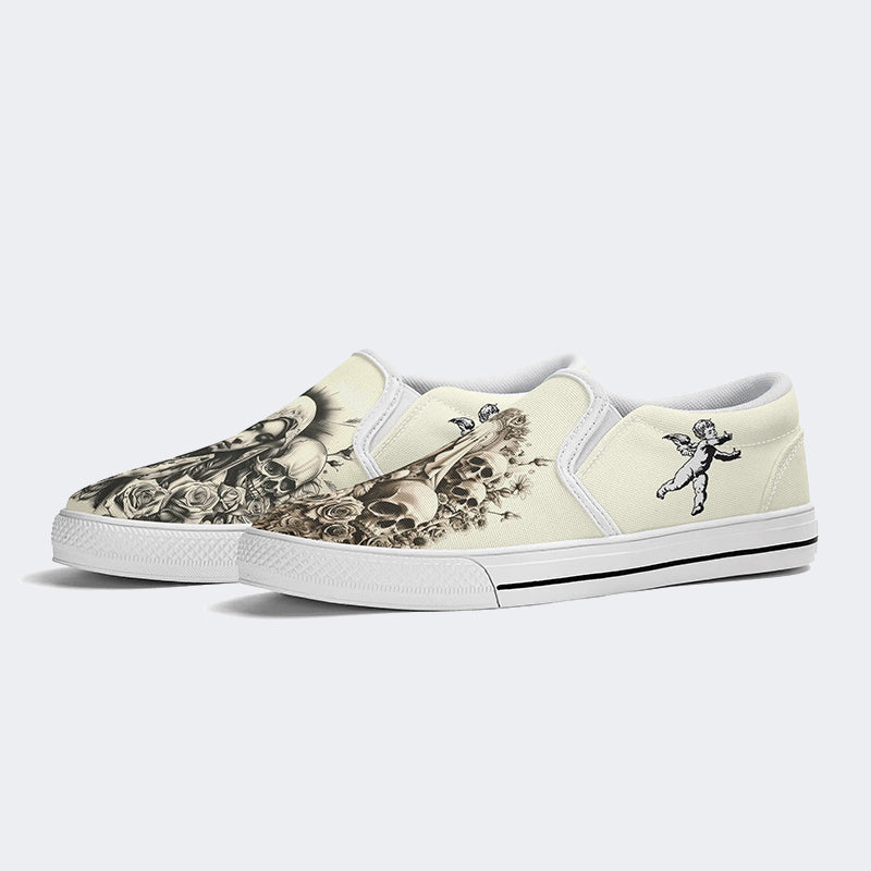 Unisex Skull&Figure&Rose Print - Slip On Shoes