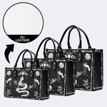 Snake And Beath Moth Print - Leather Handbag