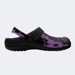 Gothic Crown Skull Purple Rose Flame - Fur Lined Slippers/Sandals