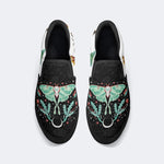 Green Moth In Mushroom Bush - Slip On Shoes