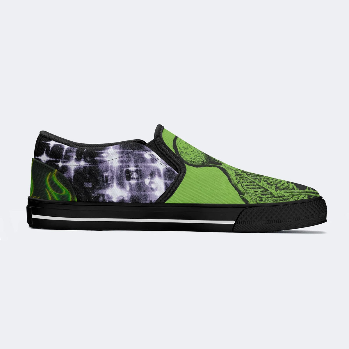 Unisex Psychedelic Skeleton Graphic - Slip On Shoes