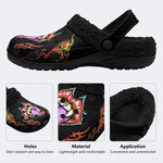 Horror Devil's Mouth Print - Fur Lined Slippers/Sandals