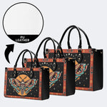 Old School Death Moth Vintage Print - Leather Handbag