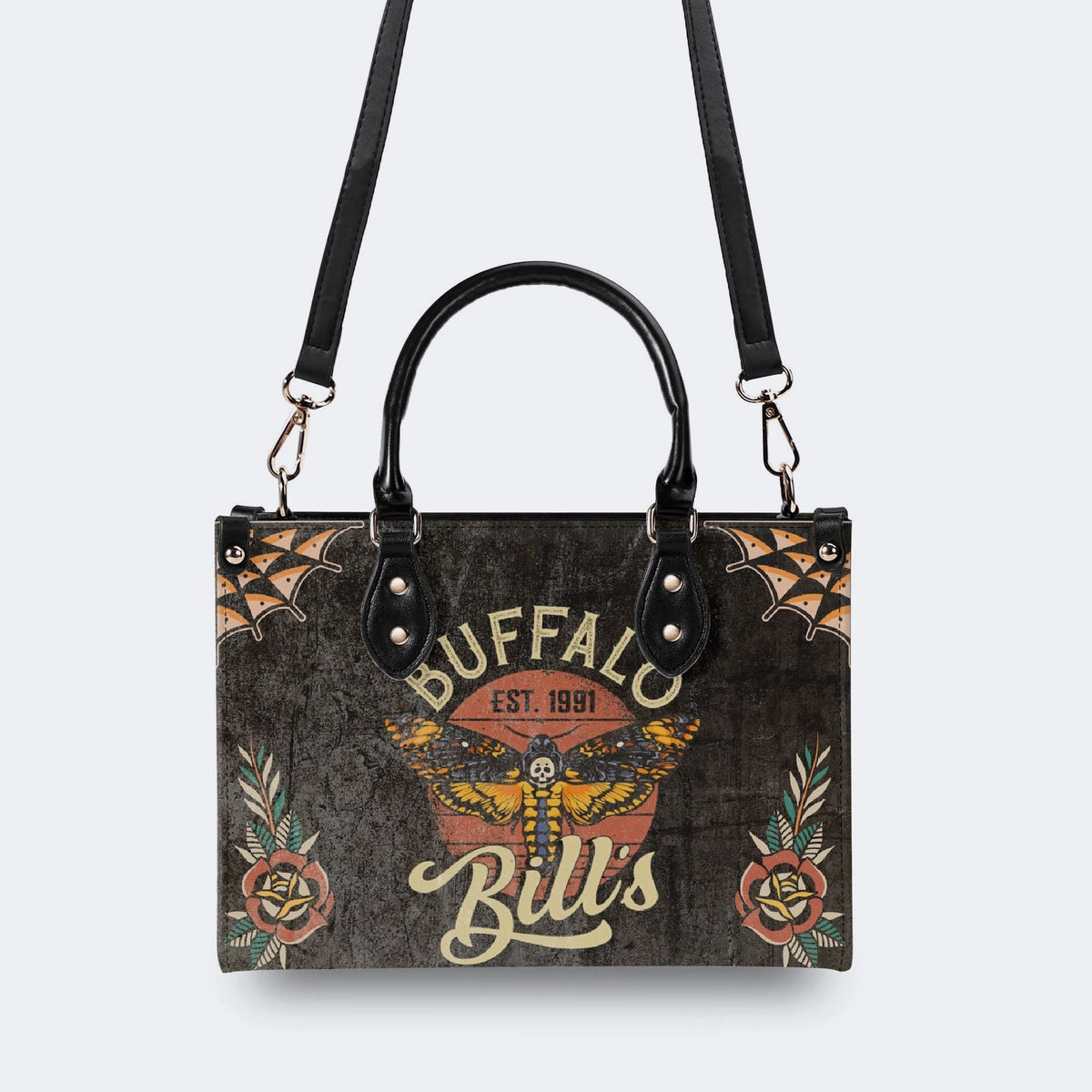 Vintage Death Moth Print - Leather Handbag
