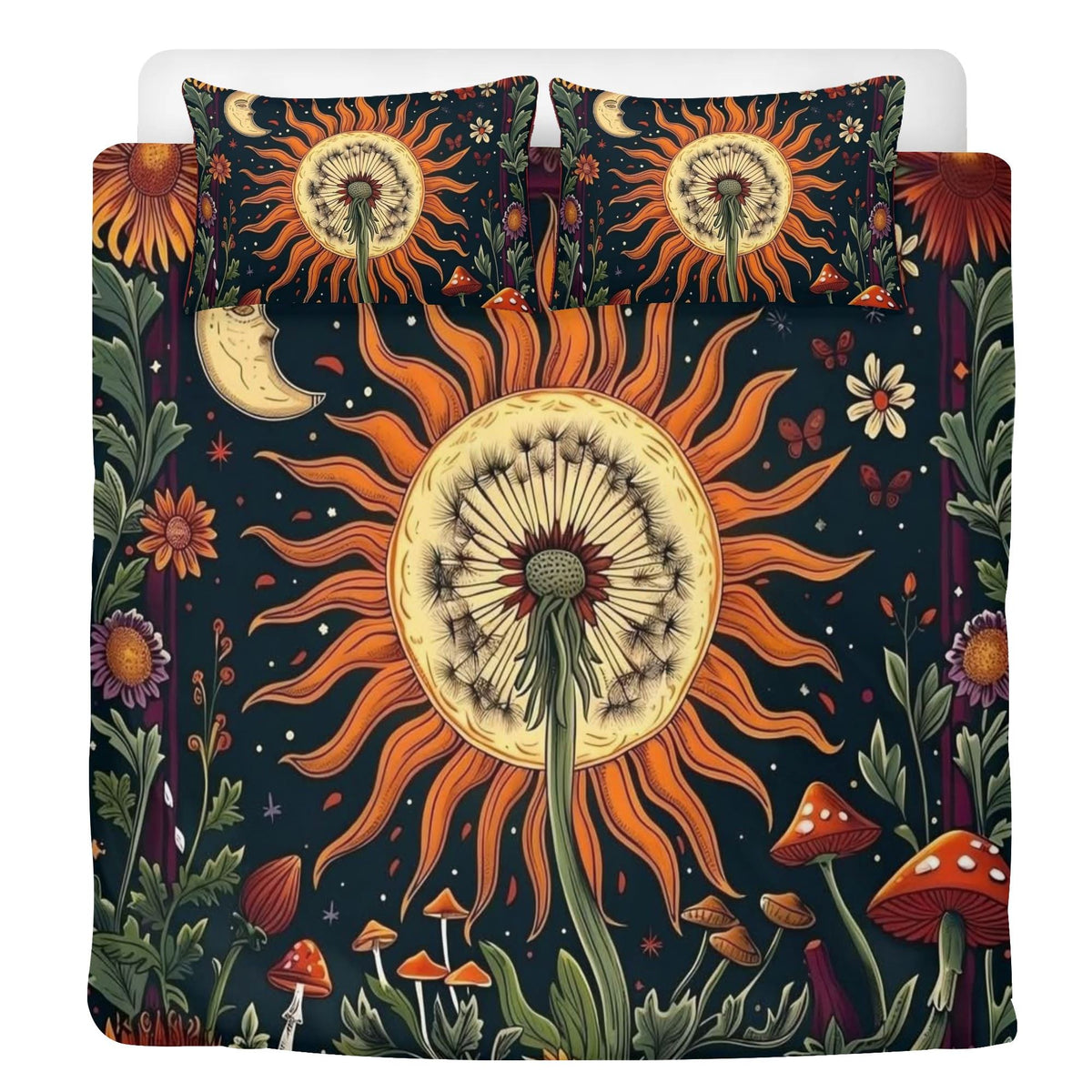 Mystic Floral Boho Print - Three Piece Bedding Set