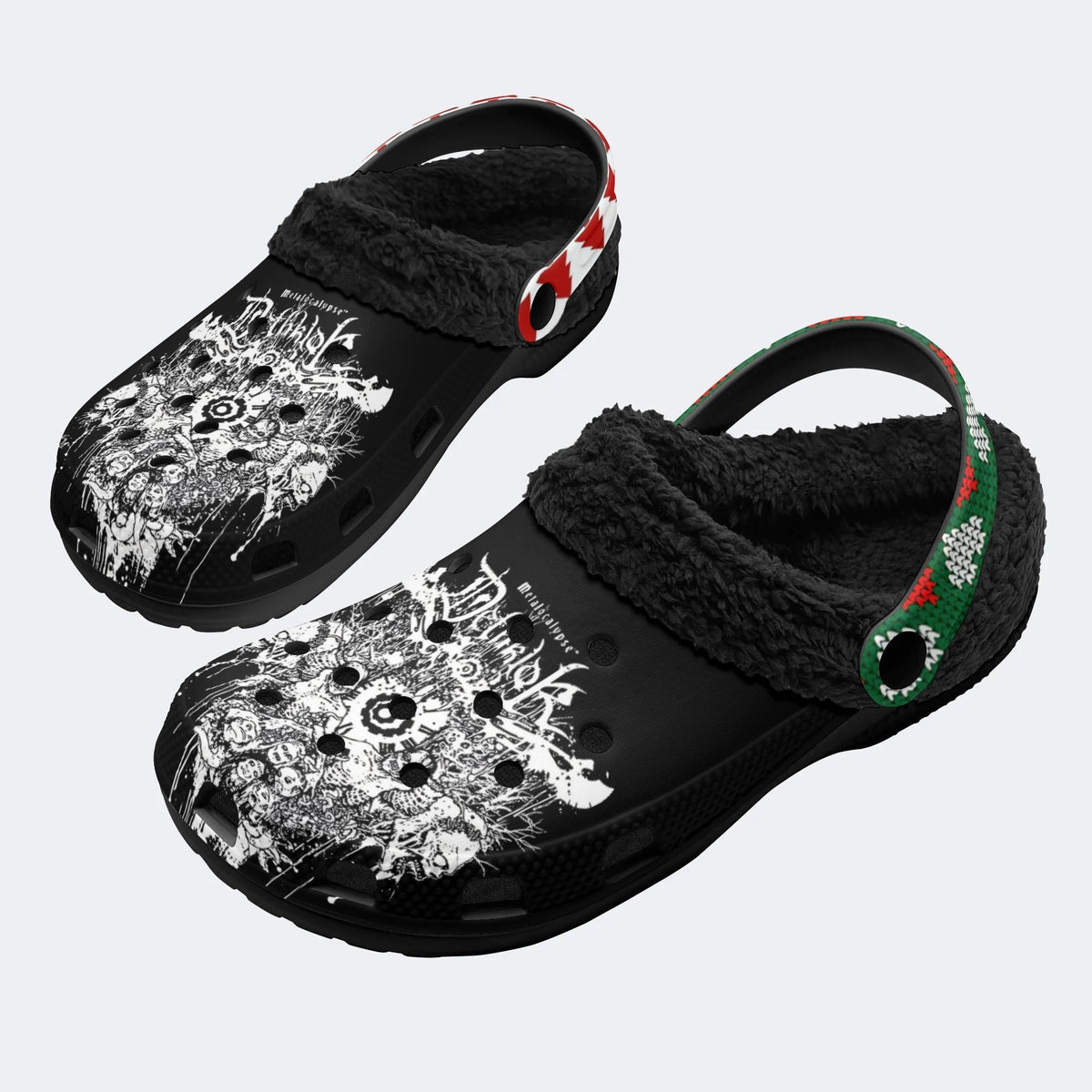 Horror Skull print - Fur Lined Slippers