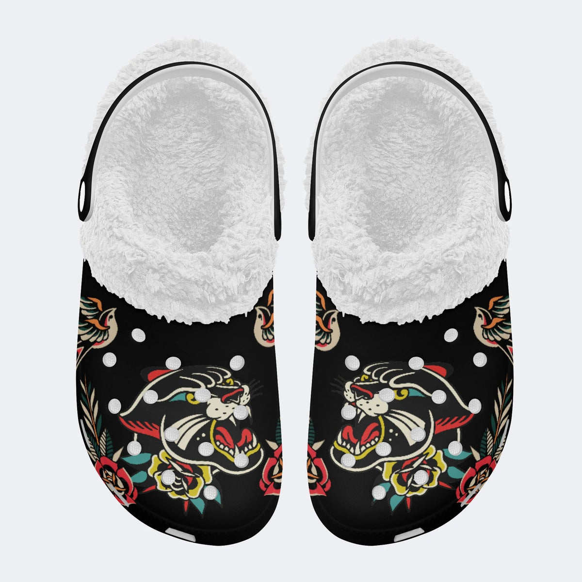 Roaring Leopard Art Print - Fur Lined Slippers/Sandals