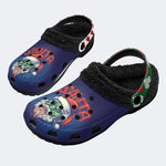 Horror Zombie Santa Claus Print - Fur Lined Slippers/Sandals