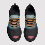 Lips&Earth&Rainbow Print Mesh Knit Sneakers