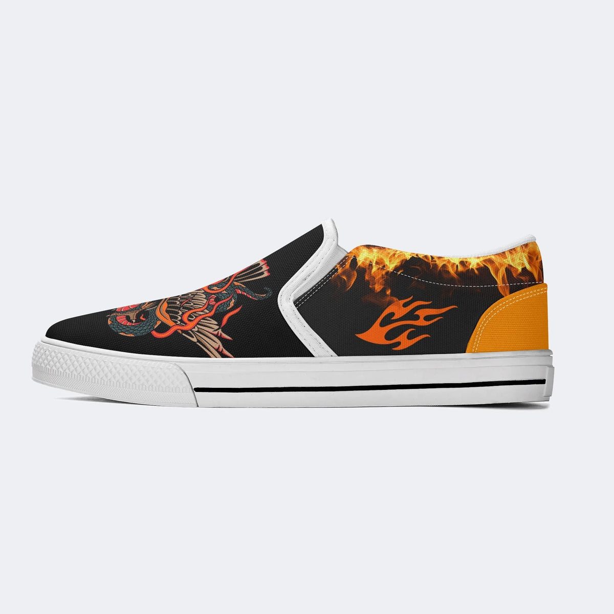 Old School Eagle & Snake Print - Slip On Shoes