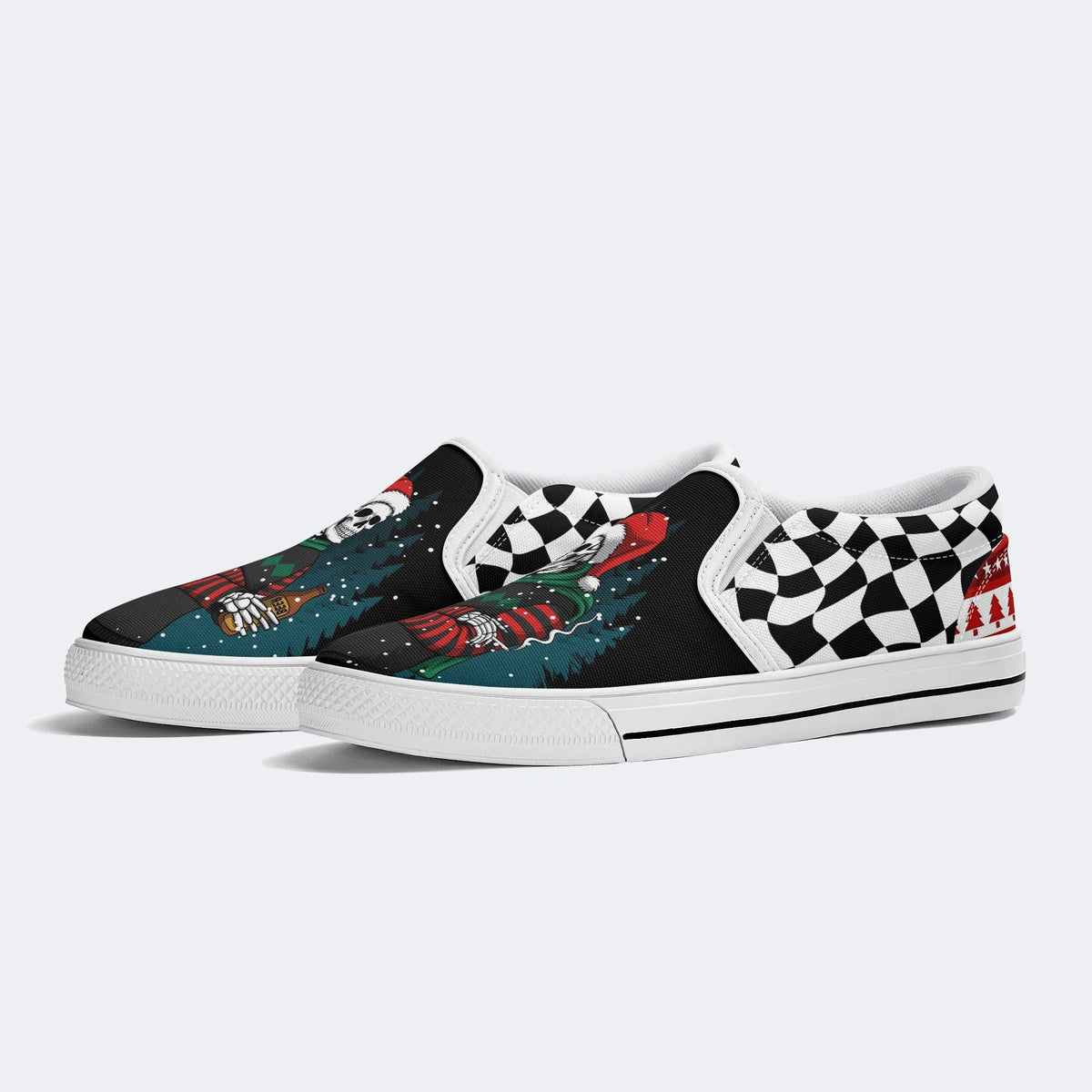 Horror Christmas Skull Print - Slip On Shoes