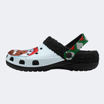 Santa Hat Football Print - Fur Lined Slippers/Sandals