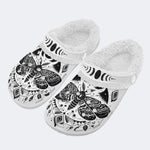 Vintage Eclipse Moth Print - Fur Lined Slippers/Sandals