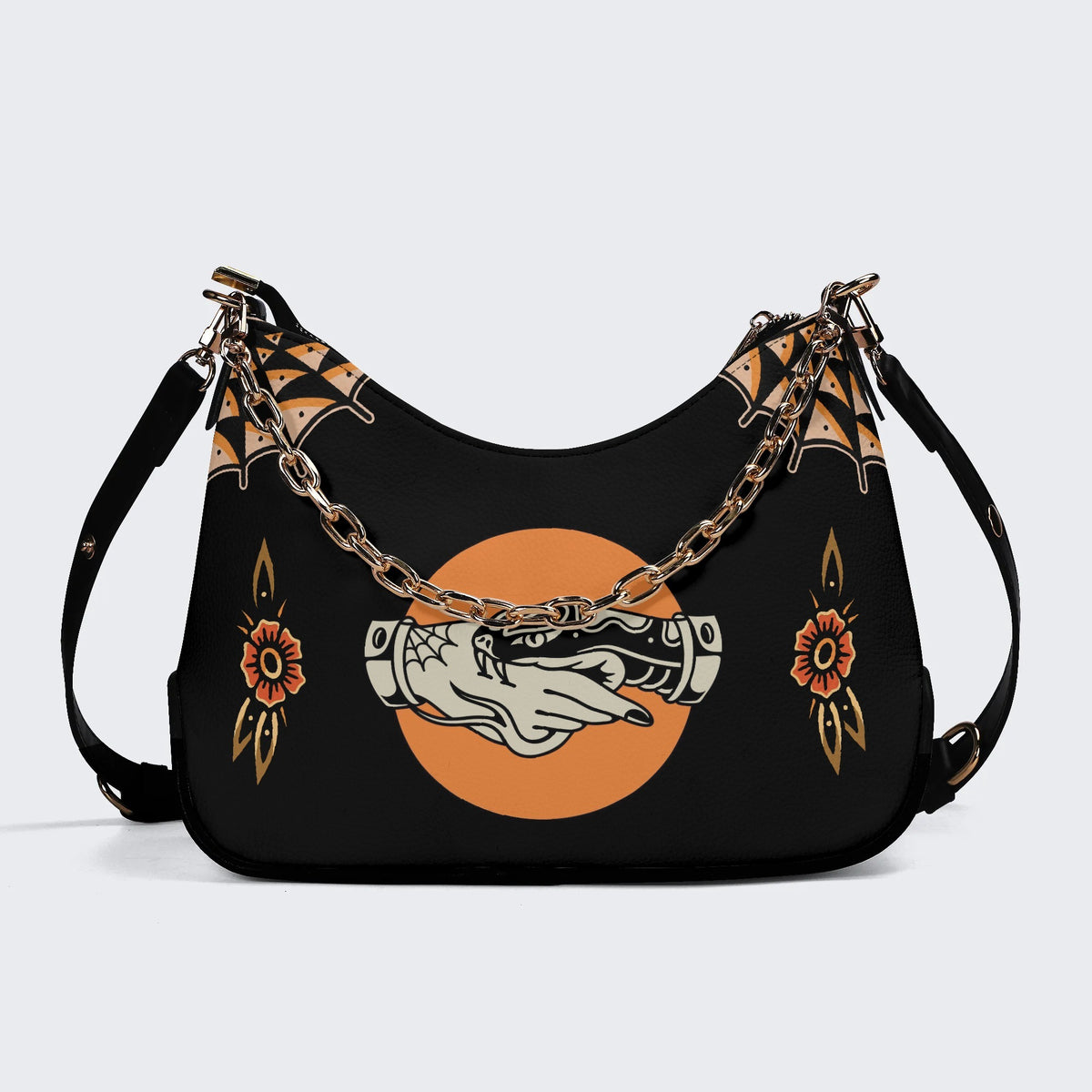 Trust No One Snake Print - Leather Crossbody Bag
