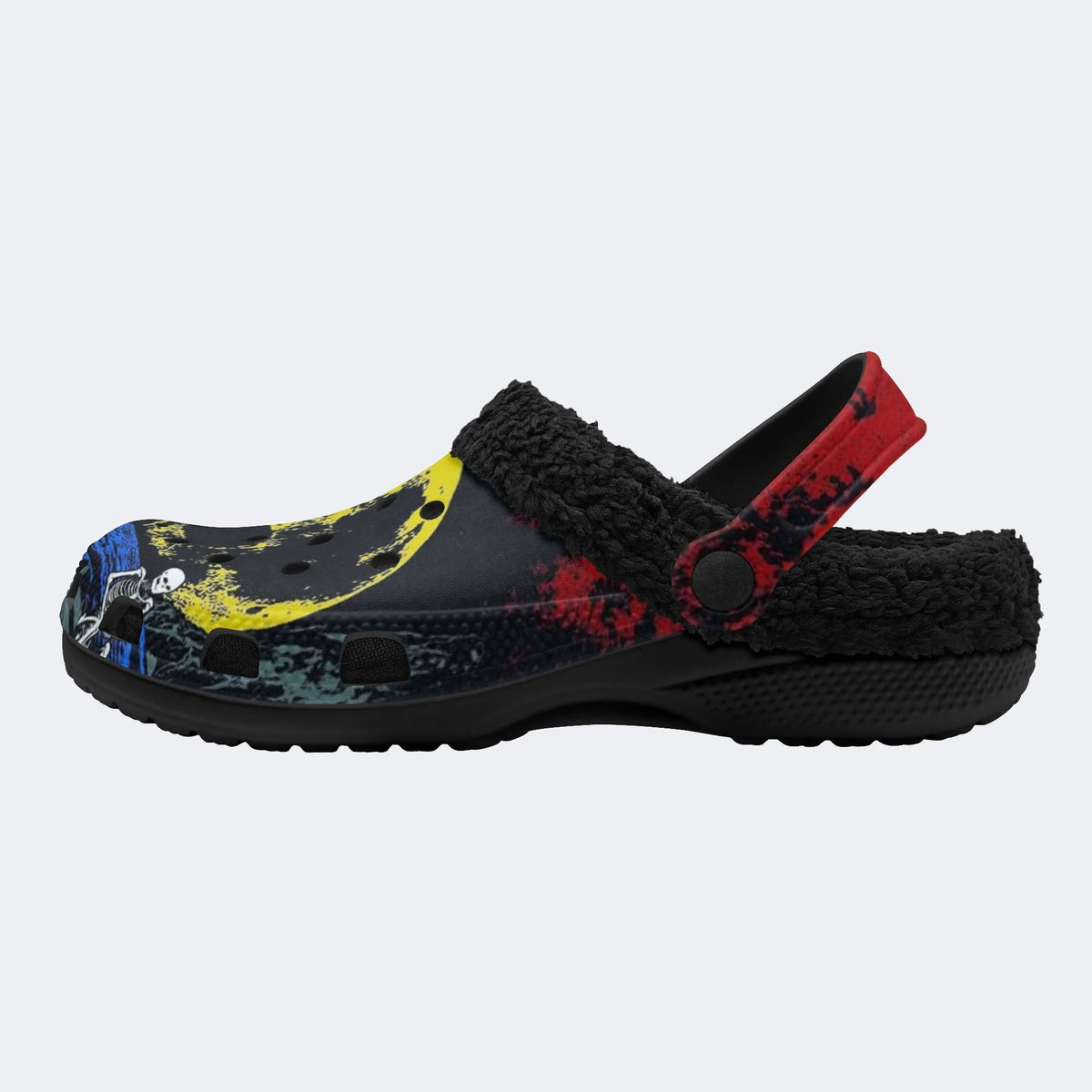 Night Grave Skeleton - Fur Lined Slippers/Sandals