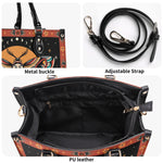 Old School Death Moth Vintage Print - Leather Handbag