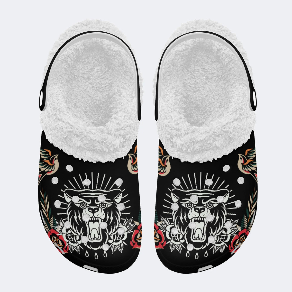 Tiger&Rose Art Print- Fur Lined Slippers/Sandals