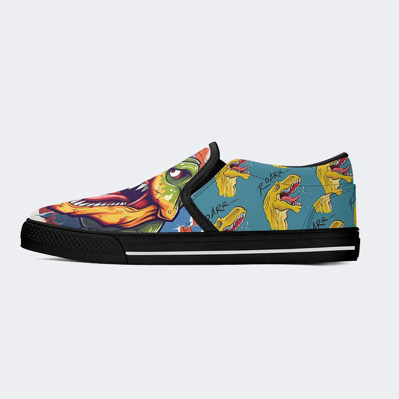 Unisex Dinosaur Print - Slip On Shoes