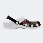 Old School Shark Tattoo Print - Fur Lined Slippers/Sandals