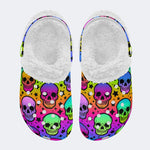 Bright Skulls&Stars Print- Fur Lined Slippers/Sandals