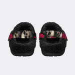 Red Gothic Skull - Fur Lined Slippers/Sandals