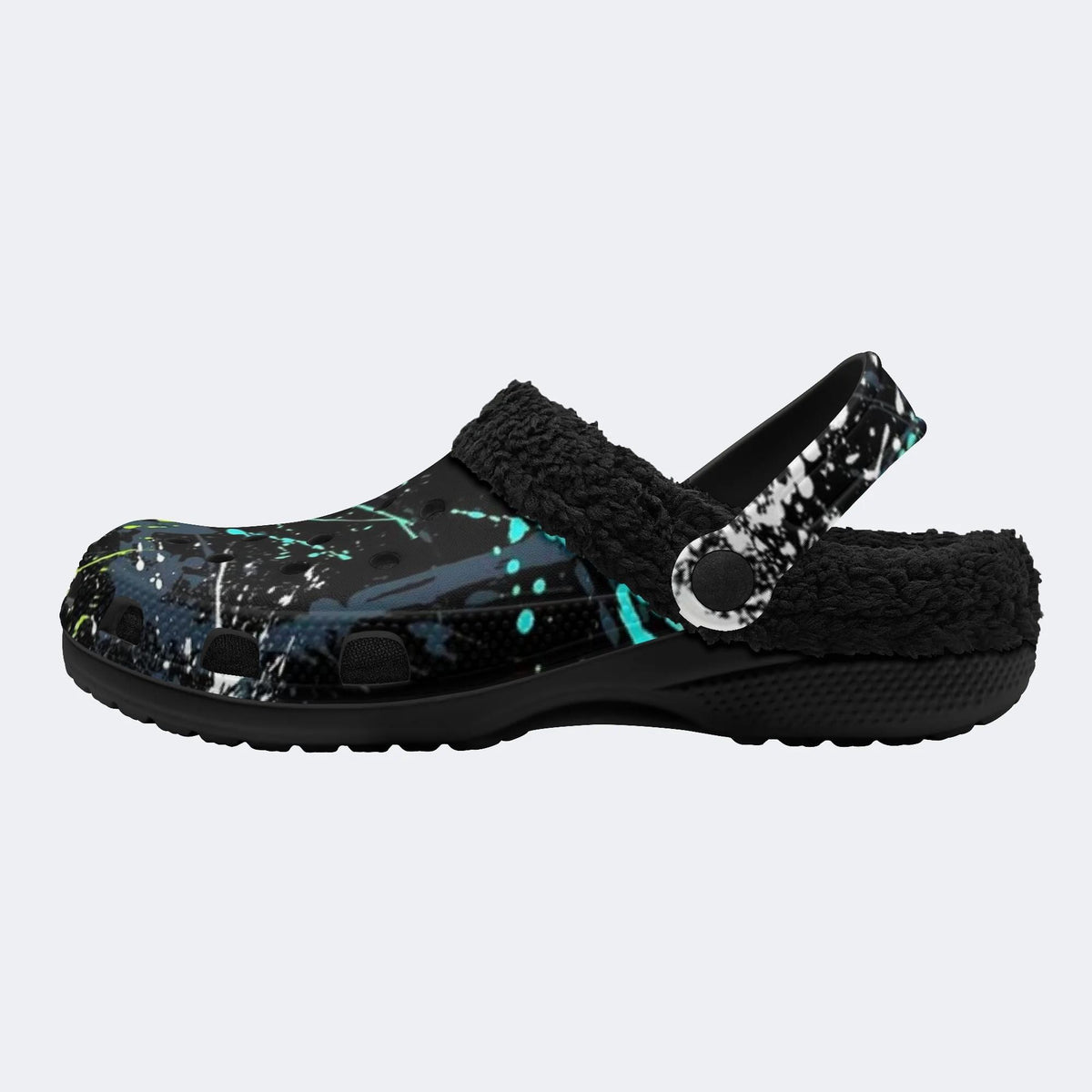 Punk Neon Paint Splash - Fur Lined Slippers/Sandals