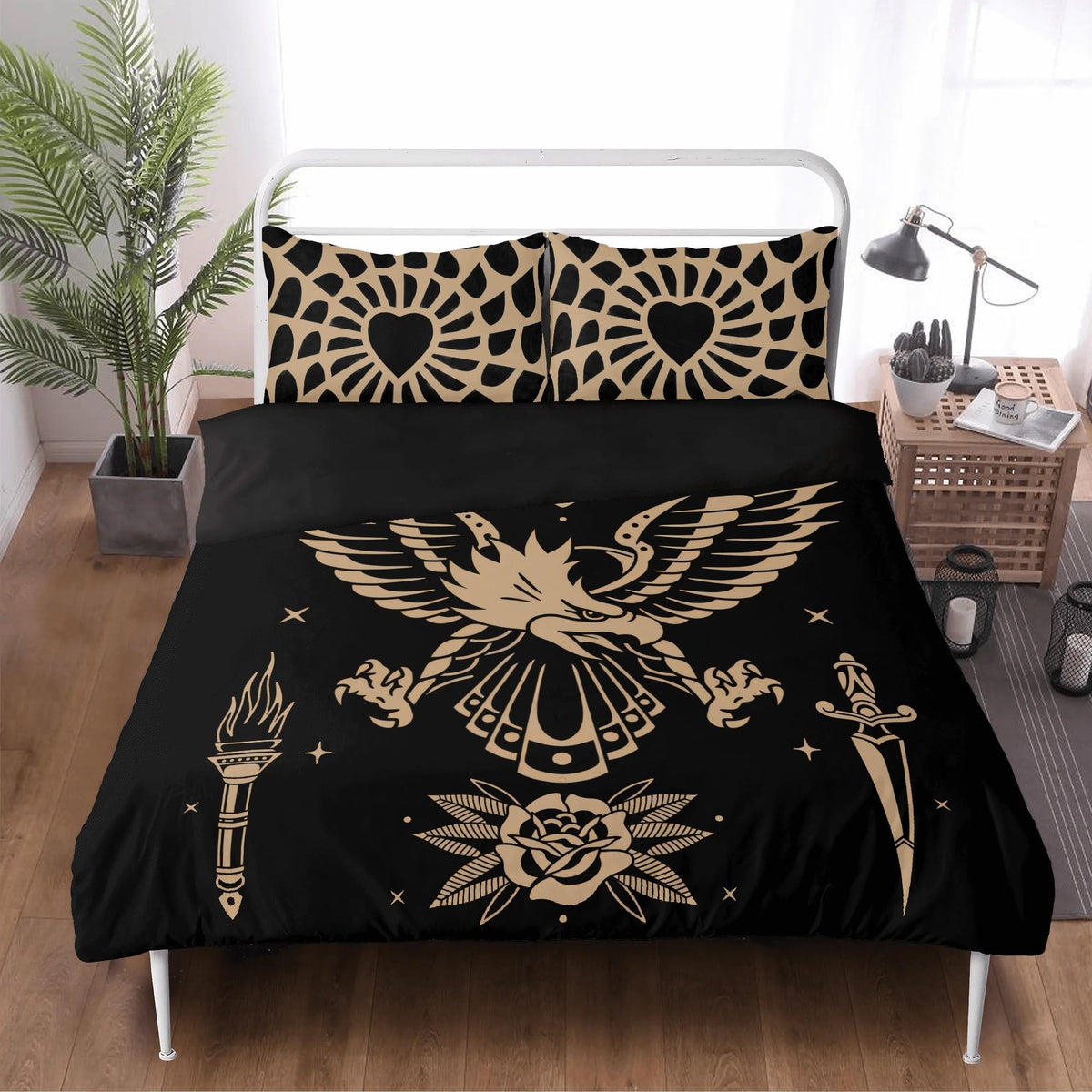 Golden Eagle Print - Three Piece Bedding Set