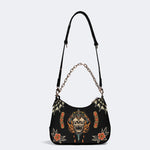 Death Moth&Skeleton Print - Leather Crossbody Bag