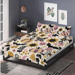 Folk Pumpkin Floral Art - Three Piece Bedding Set