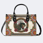 Black Panther Head Print - Leather Handbag