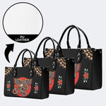Vintage Eagle & Snake Print - Leather Handbag