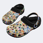 Unisex Skull Graffiti Art Print - Fur Lined Slippers/Sandals