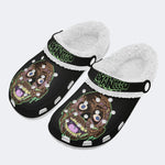 Unisex More Brains Print - Fur Lined Slippers